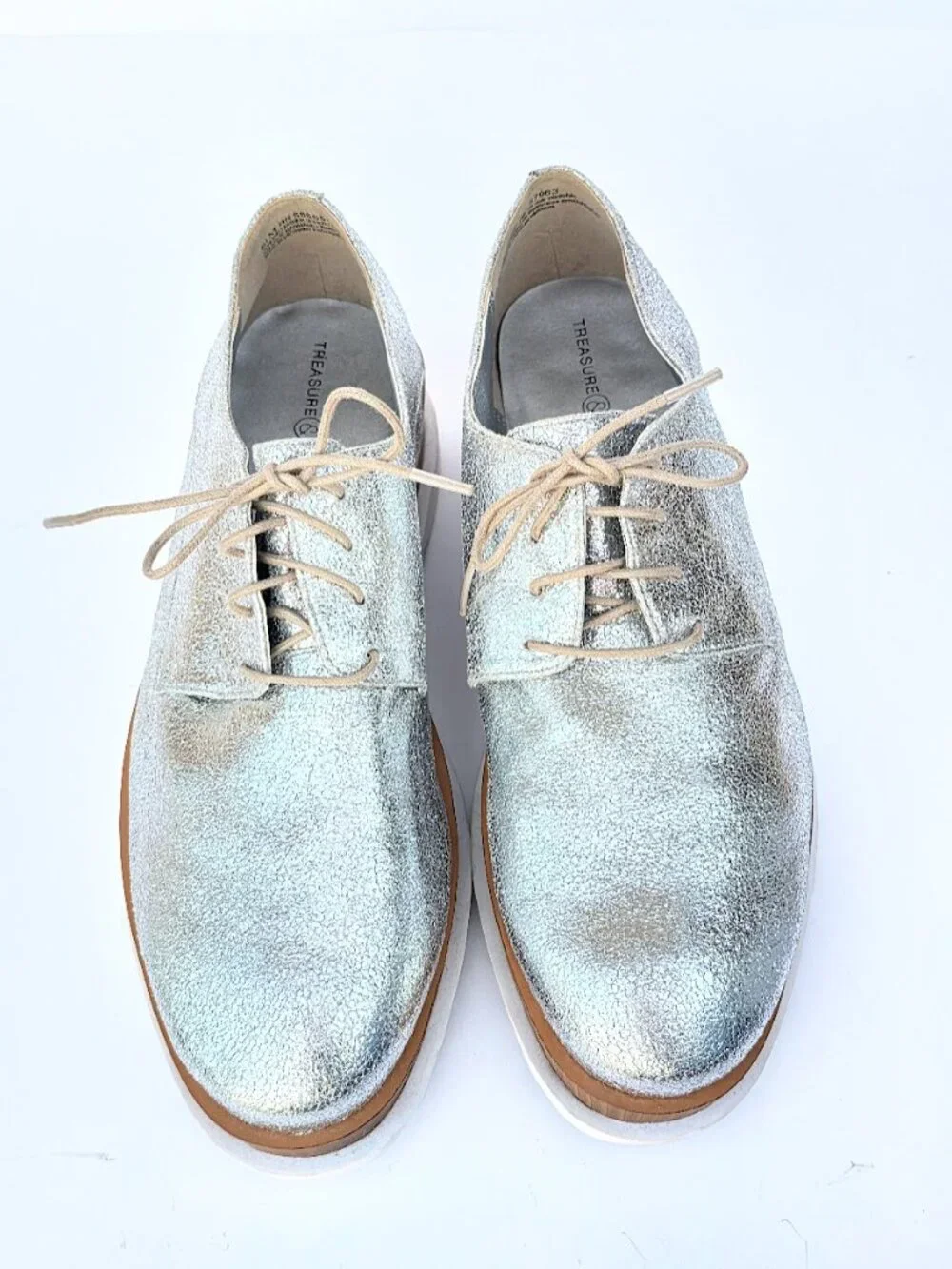 Treasure & Bond Noah Metallic Silver Platform Derby 8.5